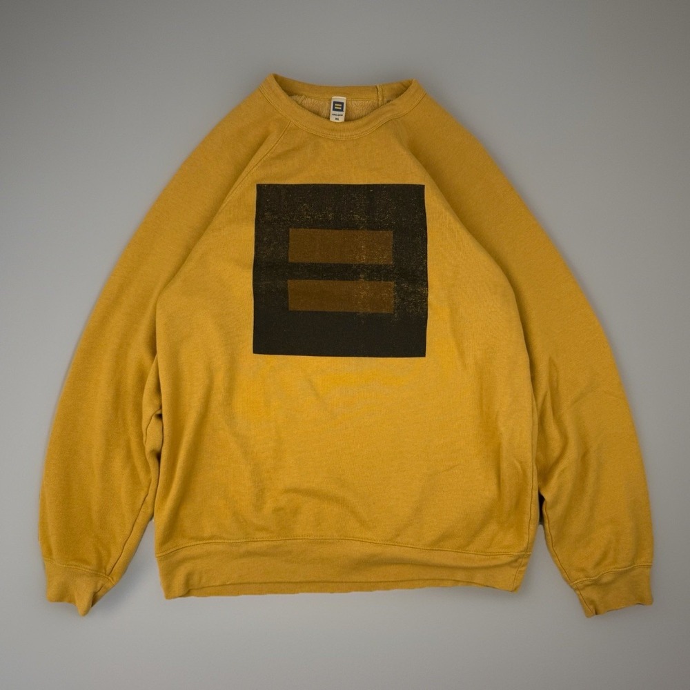 Equality Pride Graphic Sweatshirt Mustard Fleece XL HRC Crewneck
